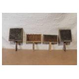 Set of 4 Vintage Wool Carding Brushes with Wooden Handles