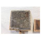 Set of 4 Vintage Wool Carding Brushes with Wooden Handles