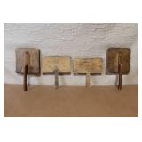 Set of 4 Vintage Wool Carding Brushes with Wooden Handles