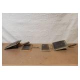 Set of 4 Vintage Wool Carding Brushes with Wooden Handles
