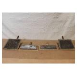 Set of 4 Vintage Wool Carding Brushes with Wooden Handles
