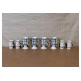 Set of 8 Blue and White Porcelain Mugs and Espresso Cups