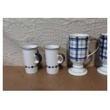 Set of 8 Blue and White Porcelain Mugs and Espresso Cups