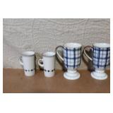 Set of 8 Blue and White Porcelain Mugs and Espresso Cups