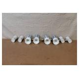 Set of 8 Blue and White Porcelain Mugs and Espresso Cups