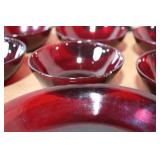 Set of 20 Vintage Red Glass Dinnerware Pieces - Plates, Bowls, Goblets