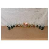 Vintage Colored Glassware Collection with Goblets, Compote, and Shakers