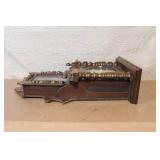 Antique Wooden Wall Clock Case with Glass Front and Brass Pendulum