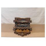 Antique Wooden Wall Clock Case with Glass Front and Brass Pendulum