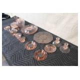 Set of Vintage Pink Depression Glassware Assorted Serving Pieces