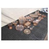 Set of Vintage Pink Depression Glassware Assorted Serving Pieces