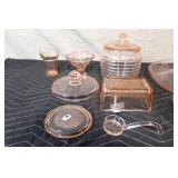 Set of Vintage Pink Depression Glassware Assorted Serving Pieces