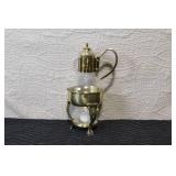 Vintage Glass and Brass Coffee Carafe with Warmer Stand