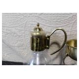Vintage Glass and Brass Coffee Carafe with Warmer Stand