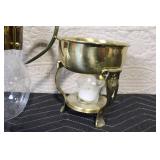 Vintage Glass and Brass Coffee Carafe with Warmer Stand
