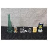 Collection of Vintage Glass Jars, Old Gold Tin, and Bon Ami Cleanser