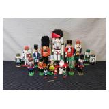 Set of 4 Glass Champagne Flutes with Nutcracker Figurine Collection