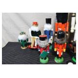 Set of 4 Glass Champagne Flutes with Nutcracker Figurine Collection