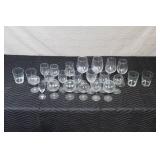 Collection of 23 Assorted Glassware Including Wine, Cocktail, and Tumblers