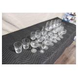 Collection of 23 Assorted Glassware Including Wine, Cocktail, and Tumblers
