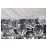 Collection of 23 Assorted Glassware Including Wine, Cocktail, and Tumblers