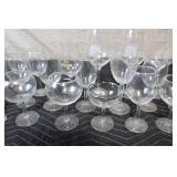 Collection of 23 Assorted Glassware Including Wine, Cocktail, and Tumblers