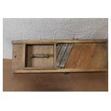 Antique Wooden Cabbage Slicer with Sliding Box and Steel Blades