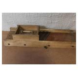 Antique Wooden Cabbage Slicer with Sliding Box and Steel Blades