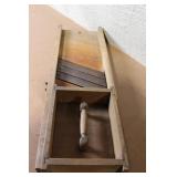 Antique Wooden Cabbage Slicer with Sliding Box and Steel Blades