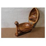 Vintage Mabini Handicraft Kiln Dried Monkey Pod Nut Bowl with Mallet