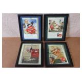 Set of 4 Framed Vintage Coca-Cola Advertisement Prints