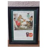 Set of 4 Framed Vintage Coca-Cola Advertisement Prints