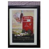 Set of 4 Framed Vintage Coca-Cola Advertisement Prints