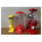 Set of 3 Candy Dispensers Featuring Carousel Gumball and M&M Dispenser