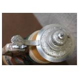 German Beer Stein with Pewter Lid and Relief Scene Tanz auf der Alm