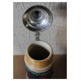 German Beer Stein with Pewter Lid and Relief Scene Tanz auf der Alm