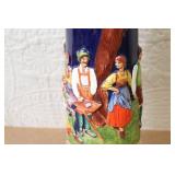 German Beer Stein with Pewter Lid and Relief Scene Tanz auf der Alm