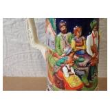 German Beer Stein with Pewter Lid and Relief Scene Tanz auf der Alm