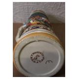 German Beer Stein with Pewter Lid and Relief Scene Tanz auf der Alm