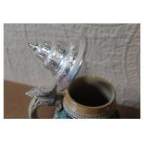 Pair of Vintage German Beer Steins with Pewter Lids