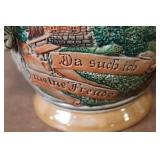 Pair of Vintage German Beer Steins with Pewter Lids