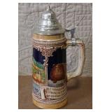 Pair of Vintage German Beer Steins with Pewter Lids