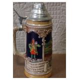 Pair of Vintage German Beer Steins with Pewter Lids
