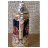 Pair of Vintage German Beer Steins with Pewter Lids