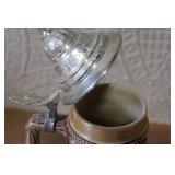 Pair of Vintage German Beer Steins with Pewter Lids