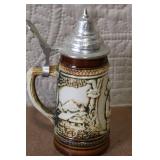 Set of 4 German Beer Steins with Pewter Lids Assorted Designs