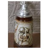 Set of 4 German Beer Steins with Pewter Lids Assorted Designs
