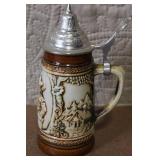Set of 4 German Beer Steins with Pewter Lids Assorted Designs