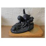 Military Medic Service Appreciation Sculpture with Wood Base and Plaque