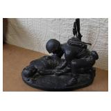 Military Medic Service Appreciation Sculpture with Wood Base and Plaque